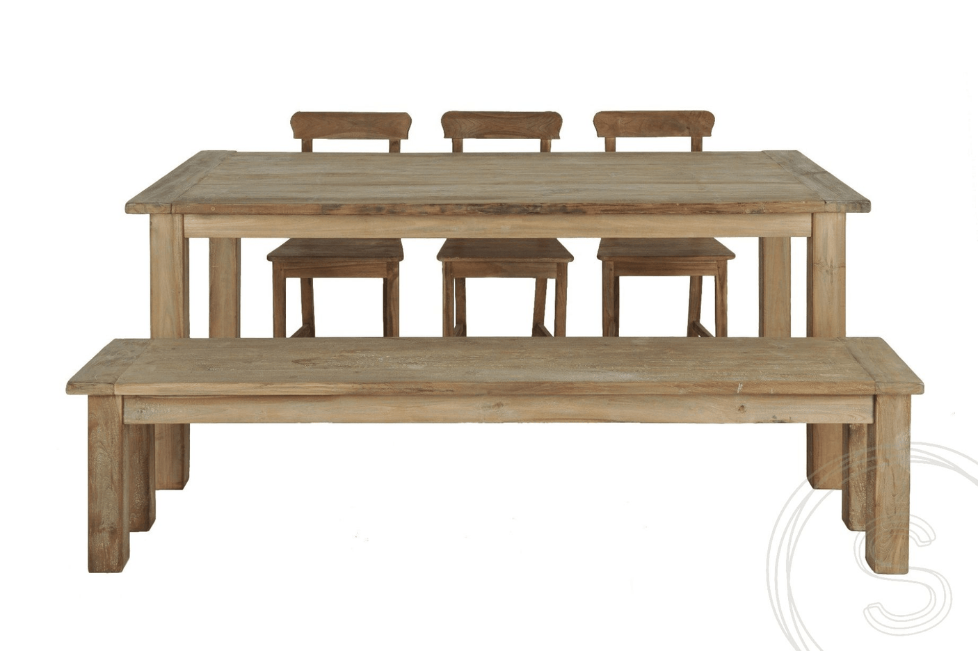 Teak bank 100cm oud hout - Souren Meubels