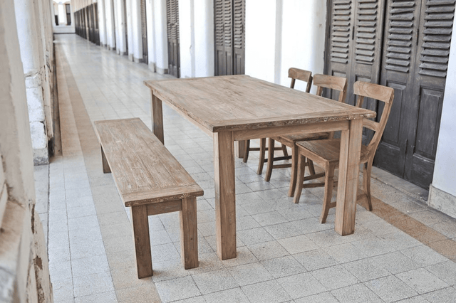 Teak bank 180cm oud hout - Souren Meubels