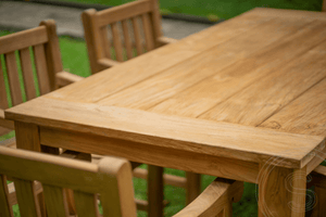 Teak Gartentisch 200 x 100 + 6 Gartenstühle Elephant