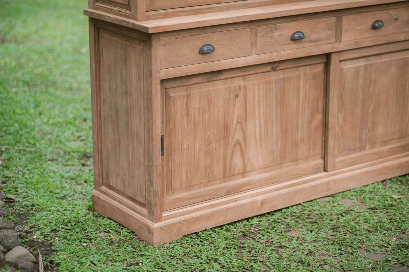 Teak vitrinekast 180cm - Souren Meubels