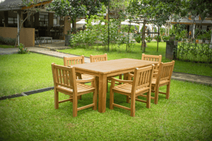 Teak Gartentisch 200 x 100 + 6 Gartenstühle Elephant