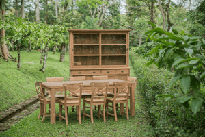 Teak vitrinekast 180cm - Souren Meubels