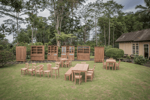 Teak vitrinekast 180cm - Souren Meubels