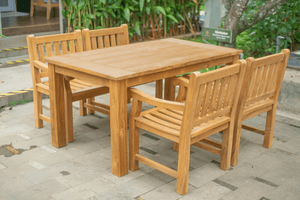 Teak Gartentisch 160 x 90 + 4 Gartenstühle Elephant