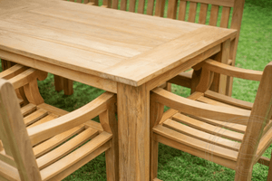 Teak Gartentisch 260 x 100 + 8 Gartenstühle Elephant