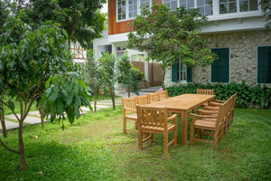 Teak Gartentisch 280 x 100 + 10 Gartenstühle Elephant