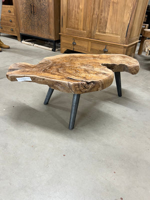 Teak-Wurzel-Couchtisch Stahlbein - 105x60x40cm