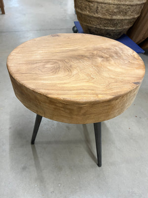 Teak-Couchtisch Stahlbein 50cm Durchmesser - 50x50x55cm