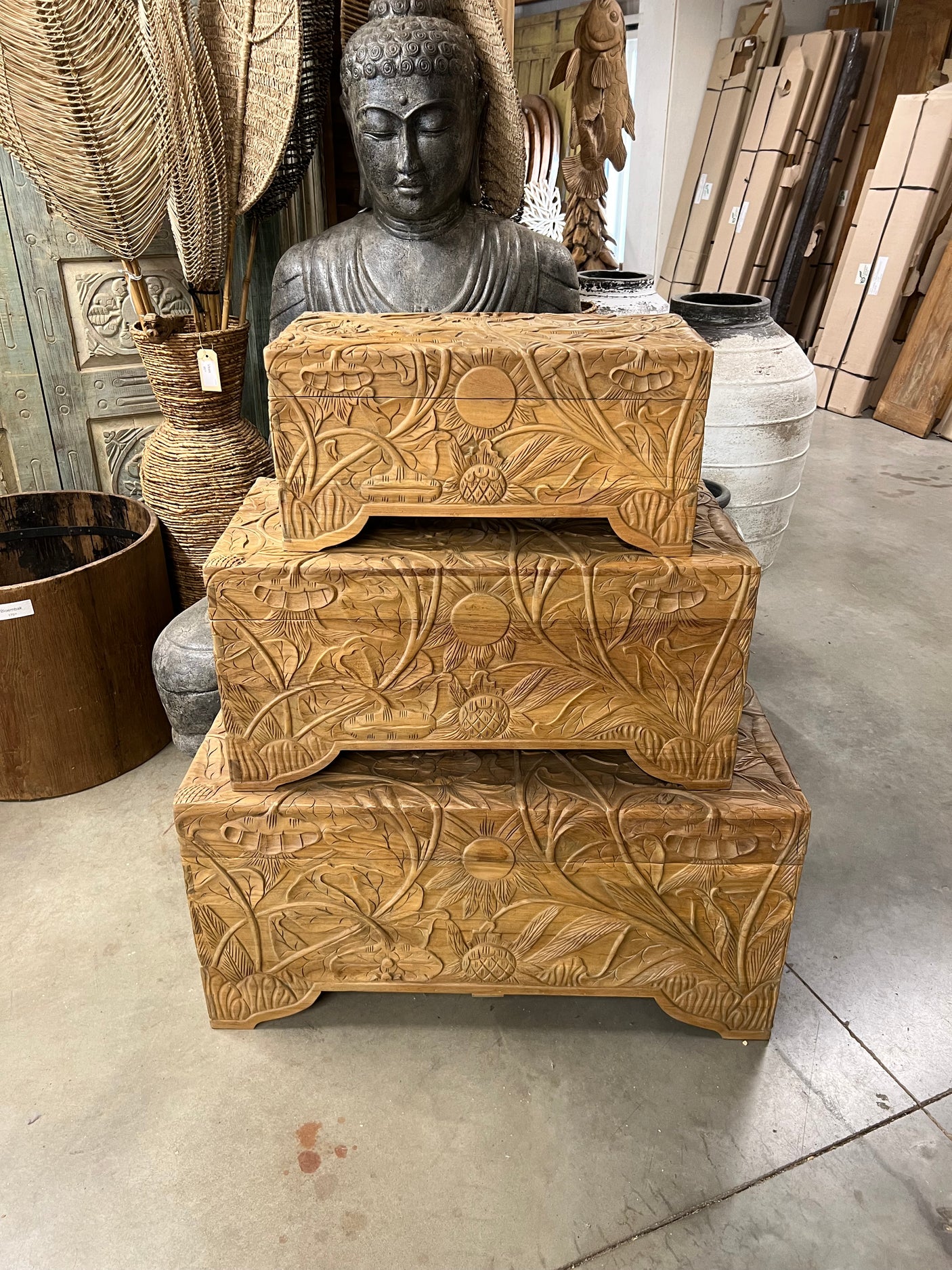 Teak-Blumentruhe L - 100x50x50cm