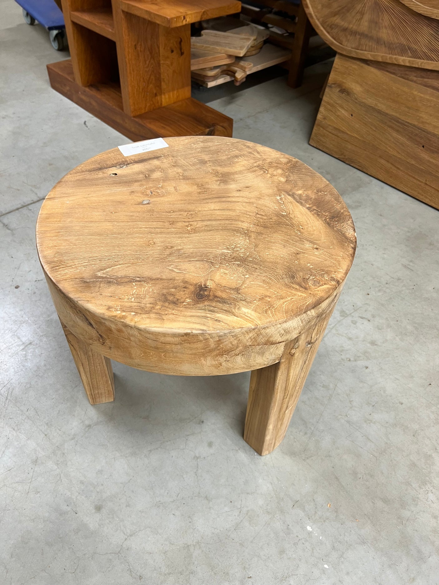 Teak-Couchtisch Holzbein 50cm Durchmesser - 50x50x46cm