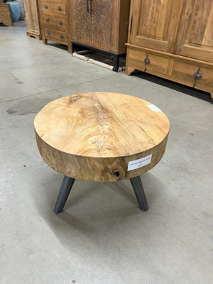 Teak-Couchtisch Stahlbein 50cm Durchmesser - 50x50x40cm