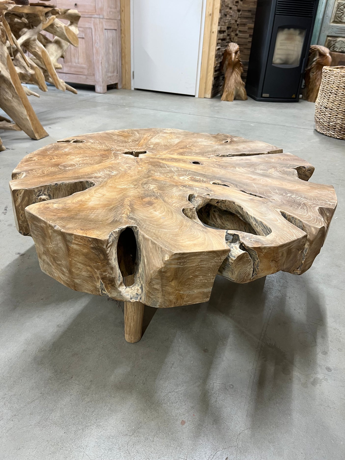 Teak-Wurzel-Couchtisch 90cm Durchmesser - 90x90x38cm
