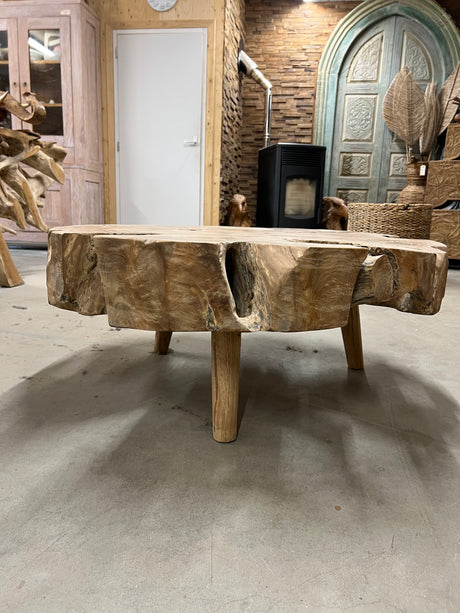 Teak-Wurzel-Couchtisch 90cm Durchmesser - 90x90x38cm