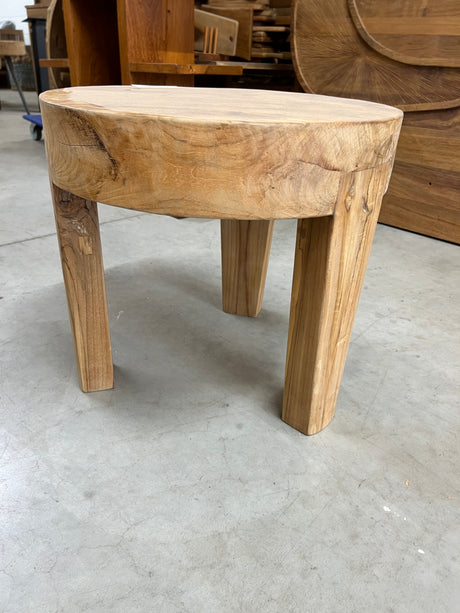 Teak-Couchtisch Holzbein 50cm Durchmesser - 50x50x46cm