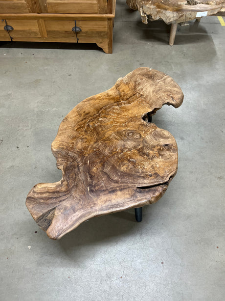 Teak-Wurzel-Couchtisch Stahlbein - 105x60x40cm