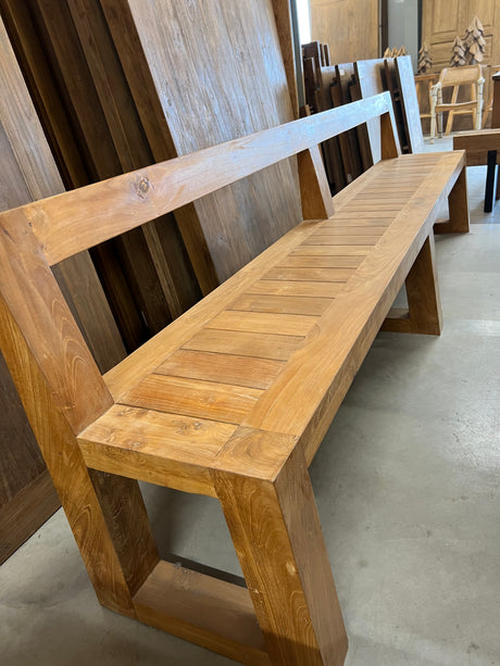 Teak-Bank mit Rückenlehne - 280x45x80cm