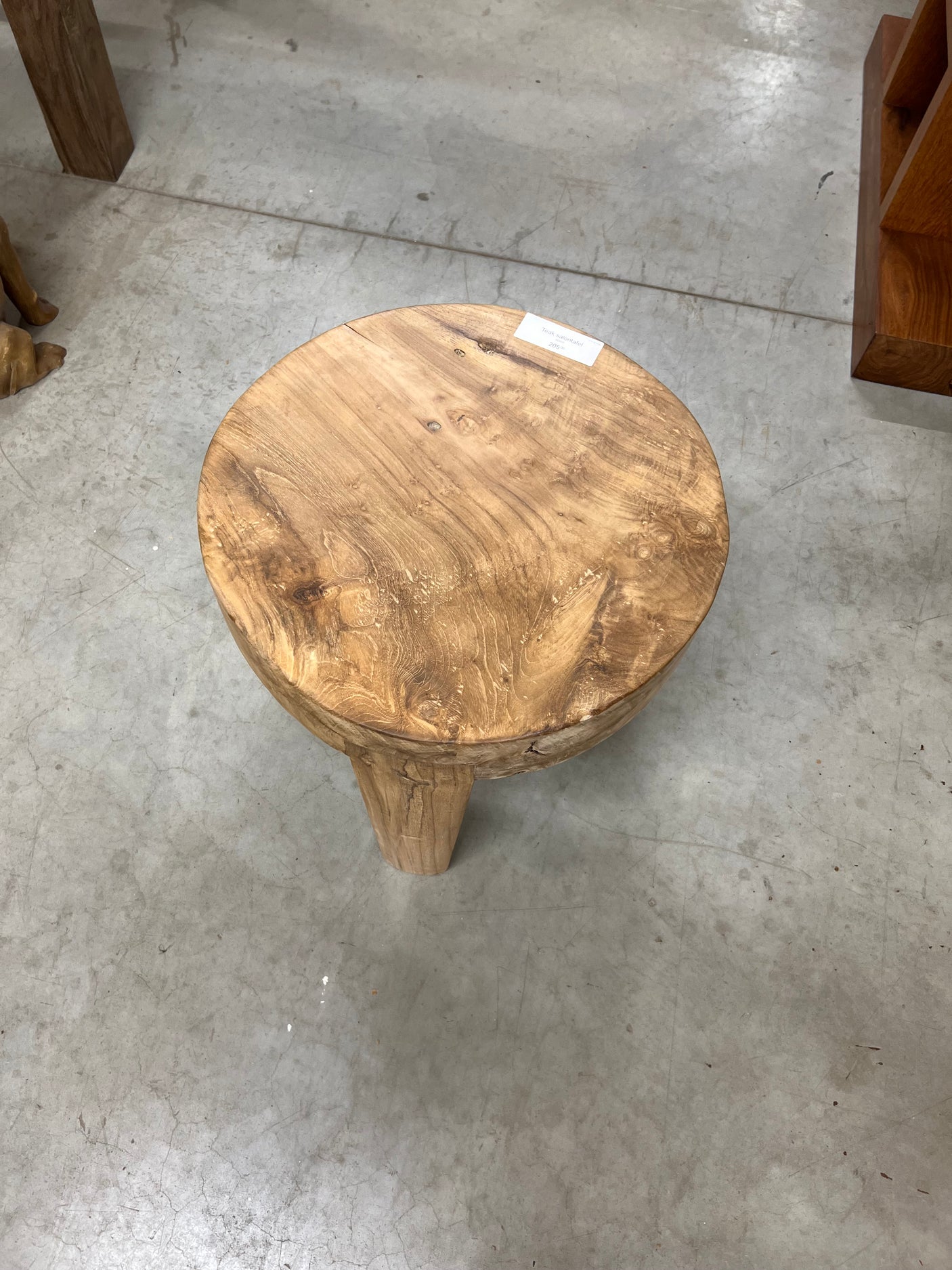 Teak-Couchtisch Holzbein 50cm Durchmesser - 50x50x46cm