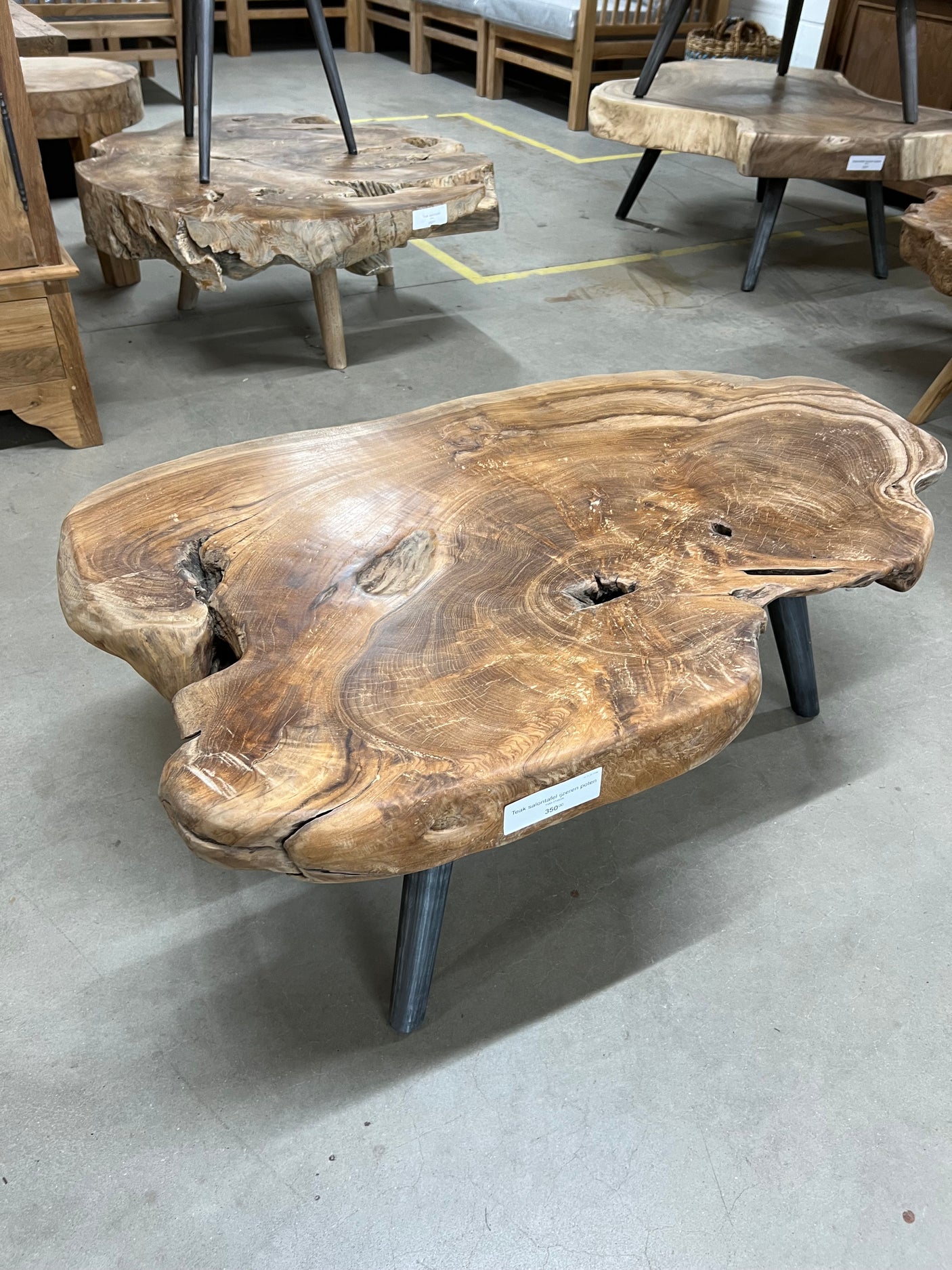 Teak-Wurzel-Couchtisch Stahlbein - 102x60x40cm