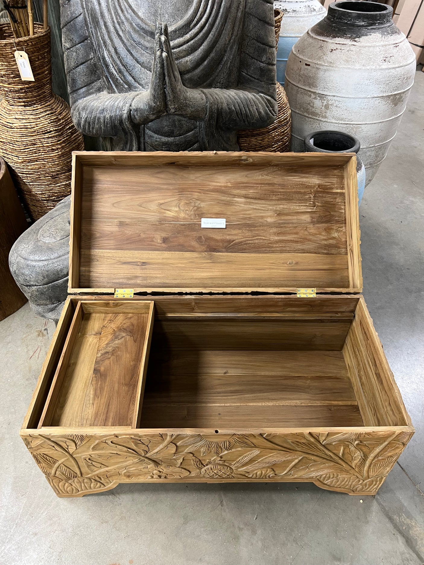 Teak-Blumentruhe L - 100x50x50cm