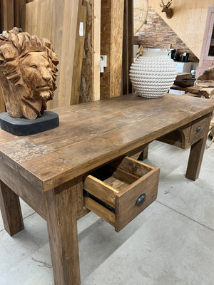 Teak-Schreibtisch mit Schubladen Altholz - 180x90x80cm