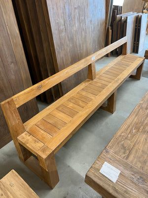 Teak-Bank mit Rückenlehne - 280x45x80cm