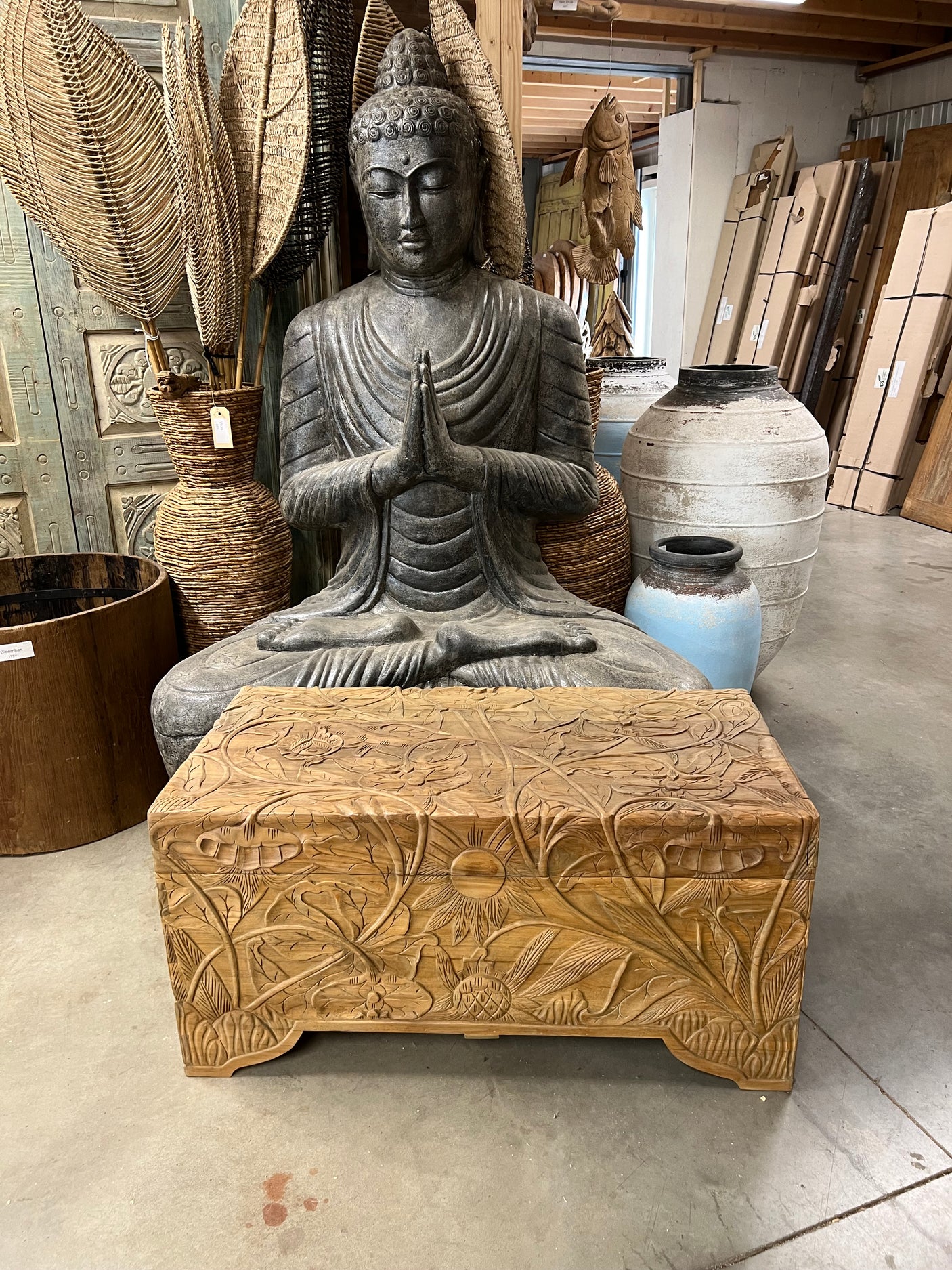 Teak-Blumentruhe L - 100x50x50cm
