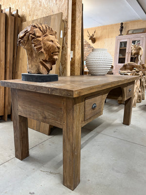 Teak-Schreibtisch mit Schubladen Altholz - 180x90x80cm