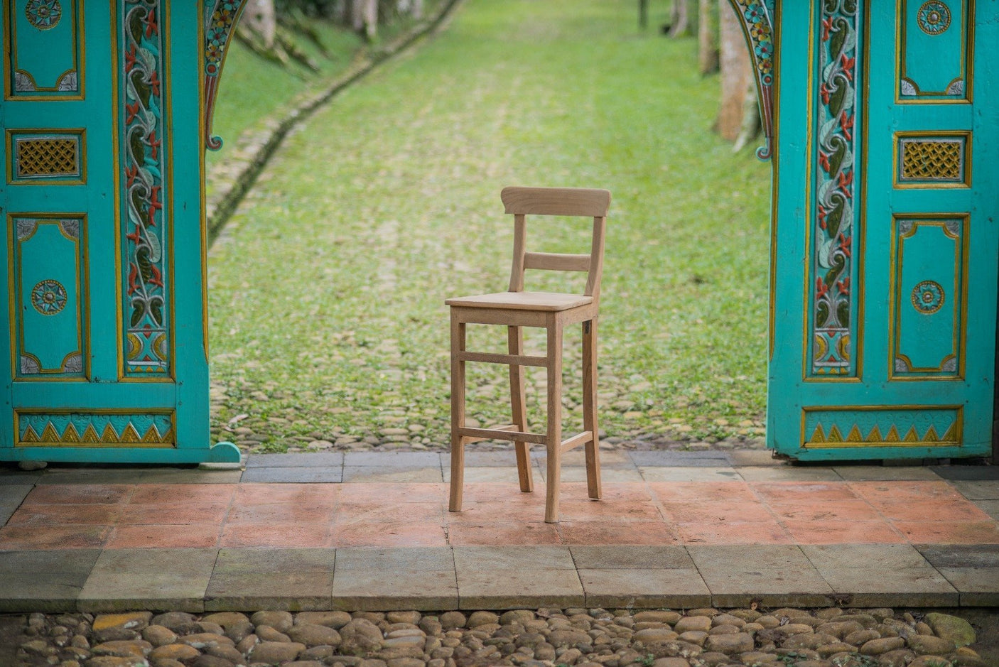 Teak barkruk Mariotto - Souren Meubels