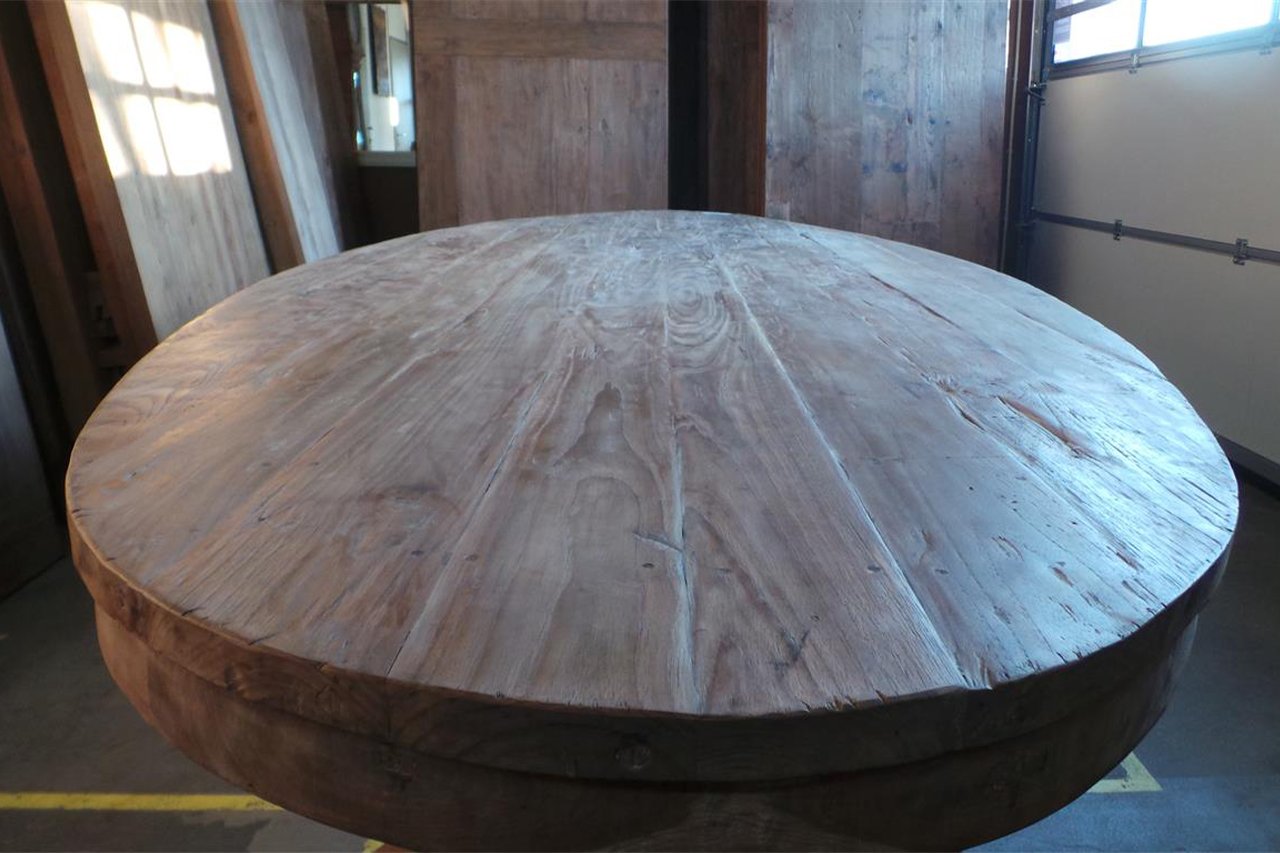 Ovale teak tafel 240x120cm oud hout - Souren Meubels