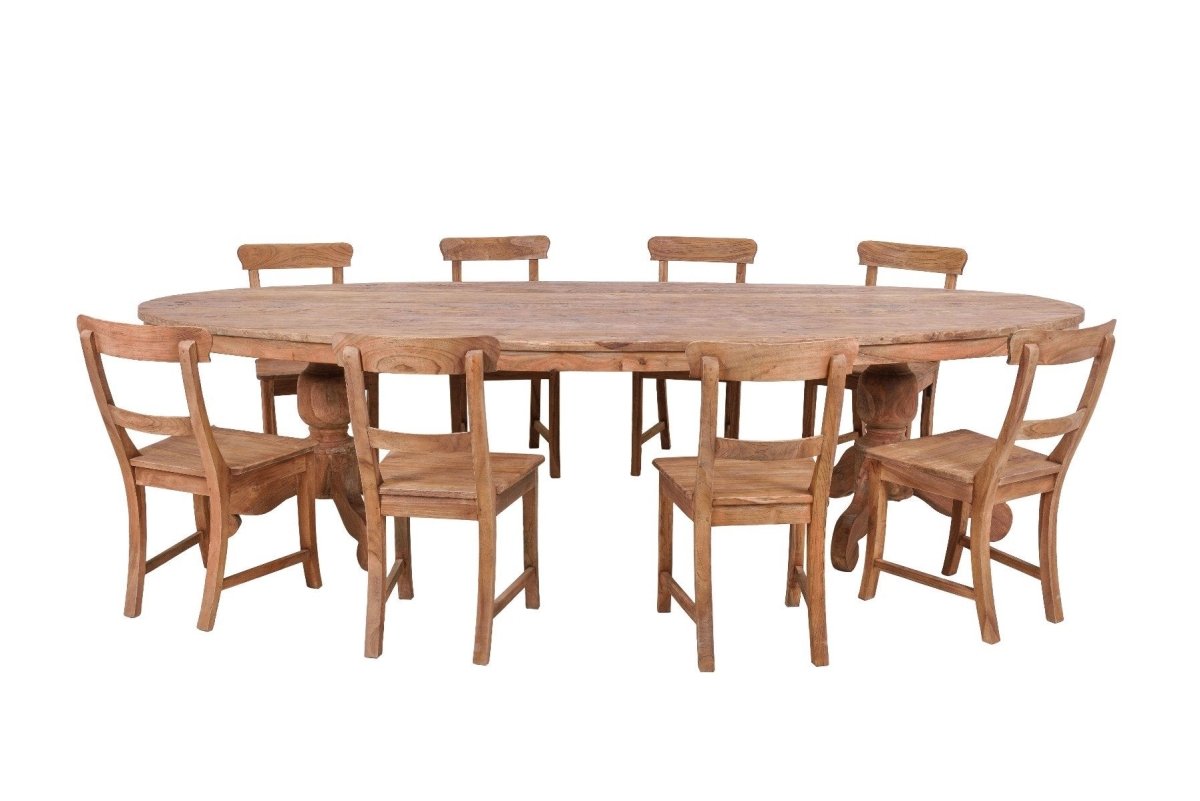 Ovaler Teakholz Tisch 300x120 cm Altholz - Souren Furniture (CH)