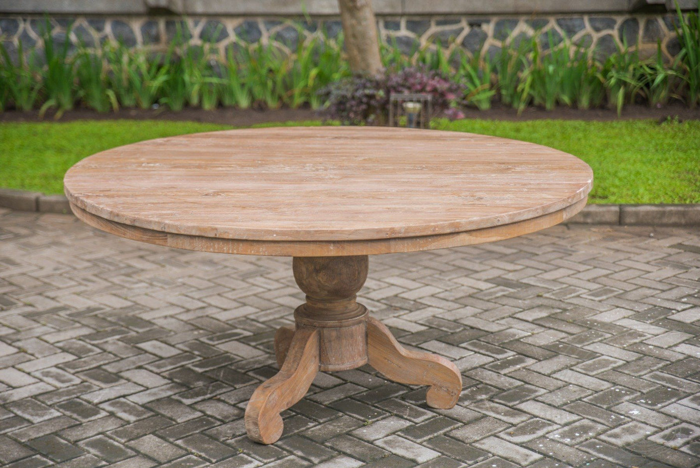 Teak Tisch rund 130cm Rustikal