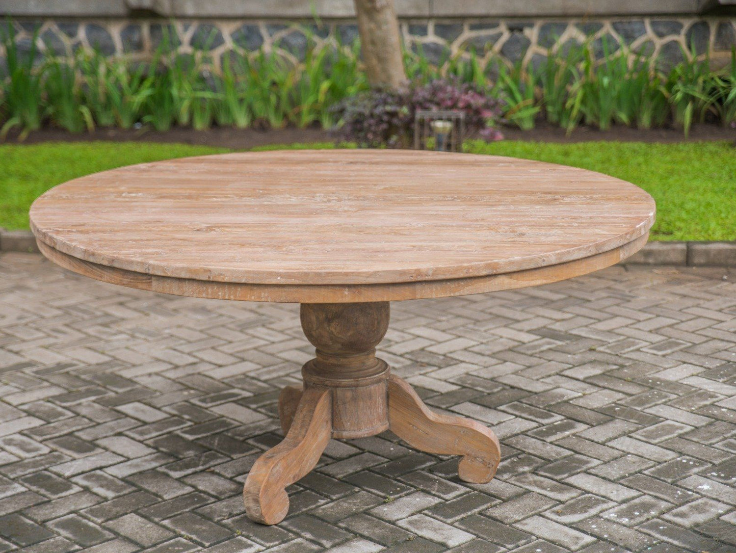 Teak Tisch rund 160cm Rustikal