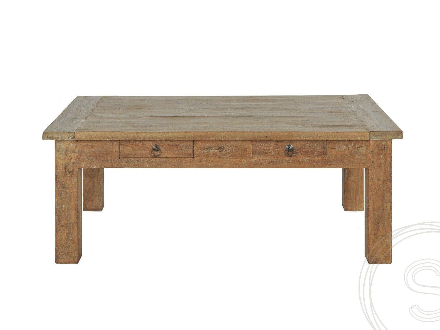 Teak Couchtisch Schubladen 110 x 70 Rustikal