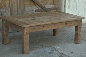Teak Couchtisch Schubladen 120 x 80 Rustikal