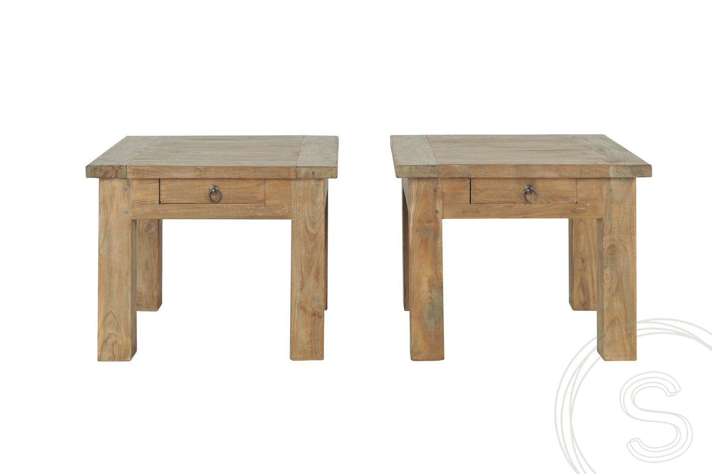 Teak Beistelltisch 60x60cm Rustikal