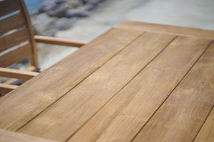 Teak Gartentisch 220 x 100 + 6 Gartenstühle Stacking
