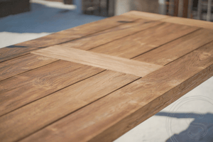 Teak Gartentisch 240 x 100 + 8 Gartenstühle Stacking
