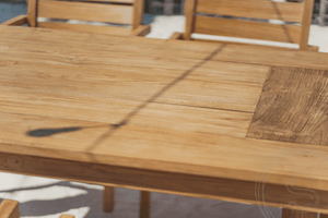 Teak Gartentisch 300 x 100 + 10 Gartenstühle Stacking