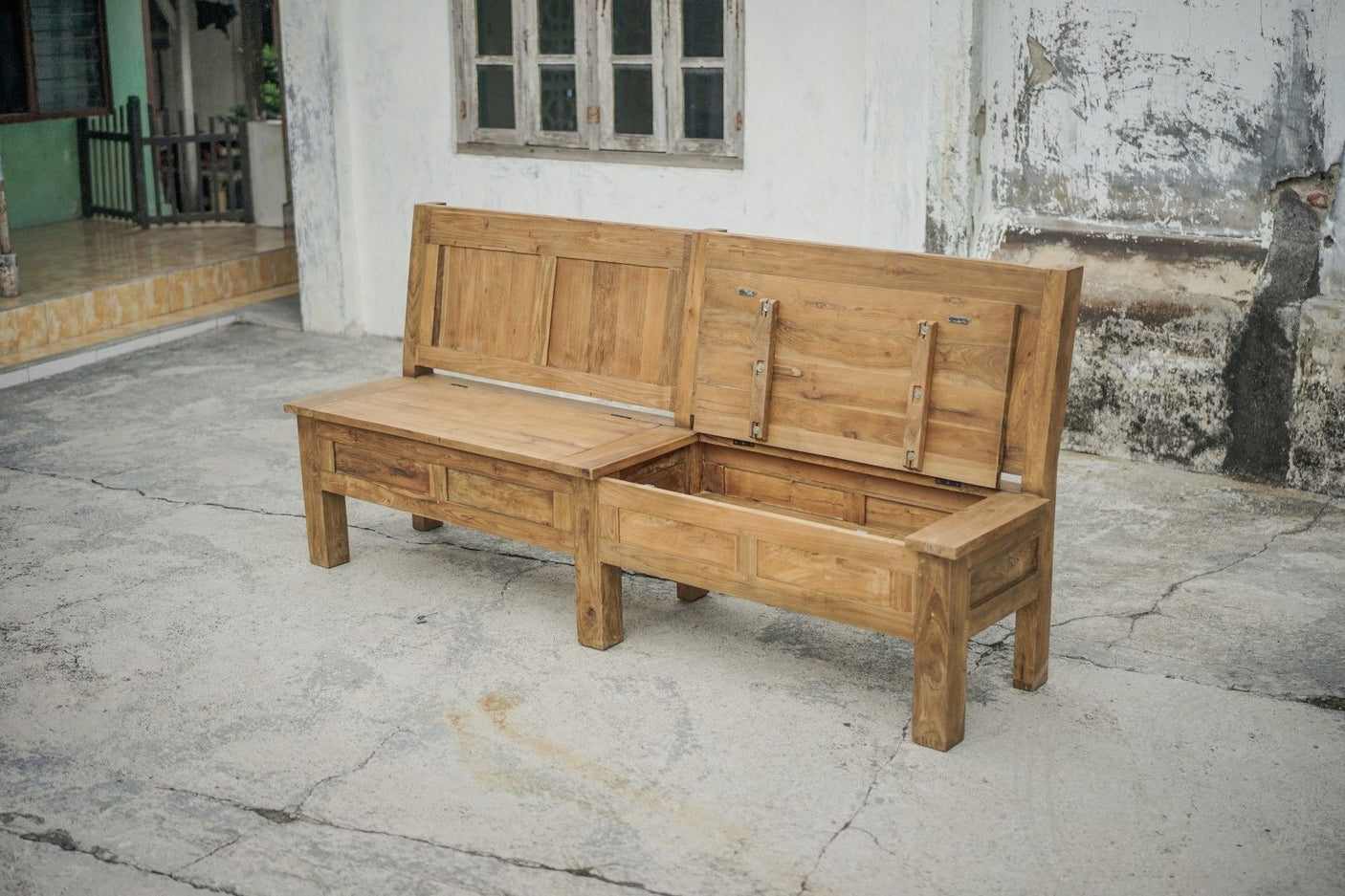 Teak Truhenbank