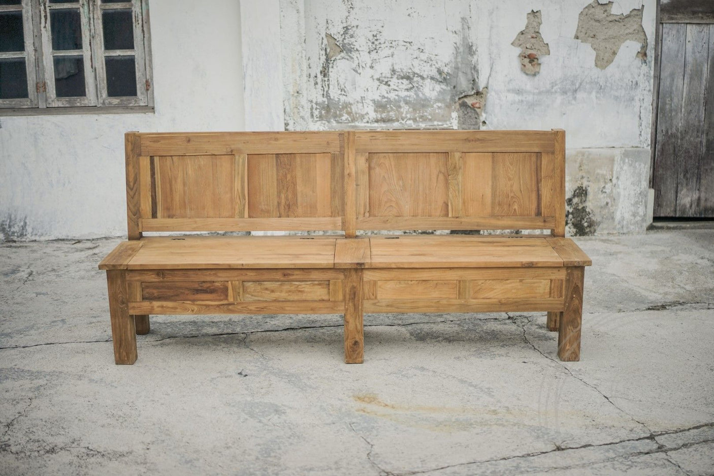 Teak Truhenbank