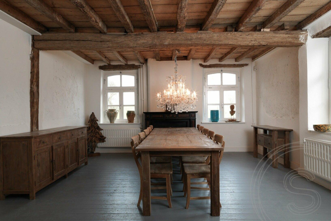 Teak tafel 300 x 100 cm oud hout - Souren Meubels