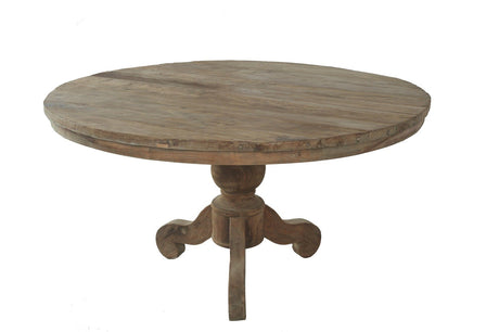 Teak tafel rond 120cm oud hout - Souren Meubels