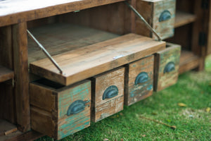 Teak tv - meubel bangku Riet - Souren Meubels