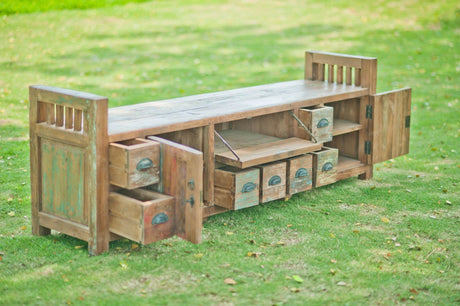 Teak tv - meubel bangku Riet - Souren Meubels