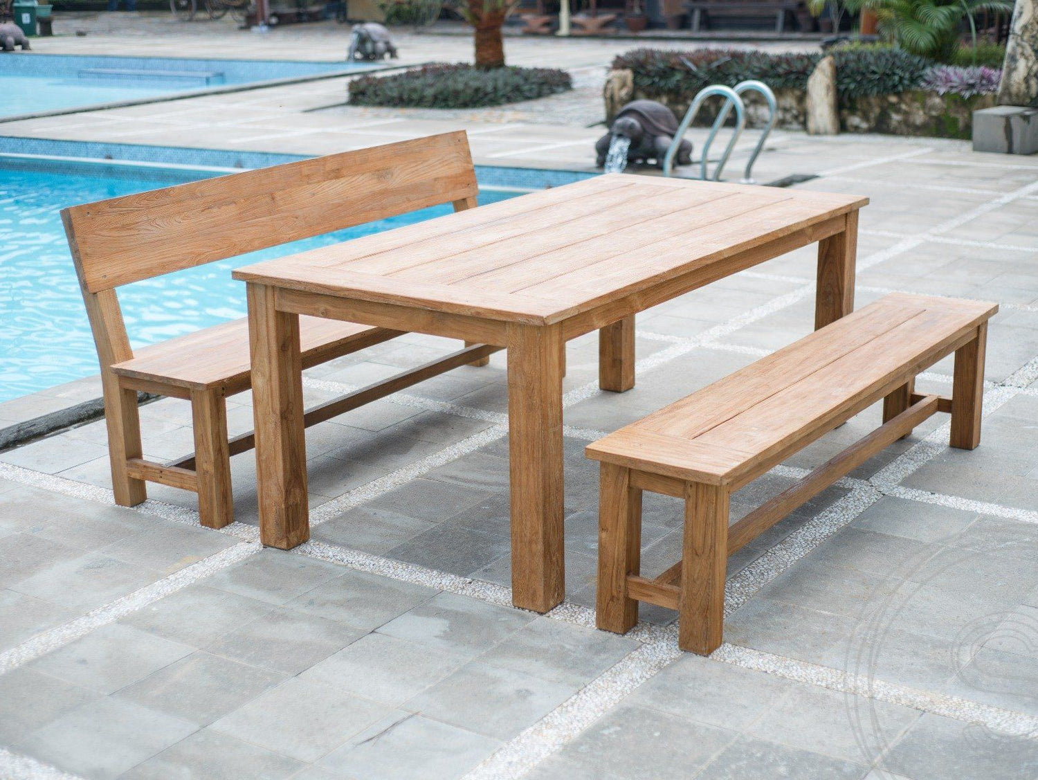 Teakholz Bank 160cm Sandaran