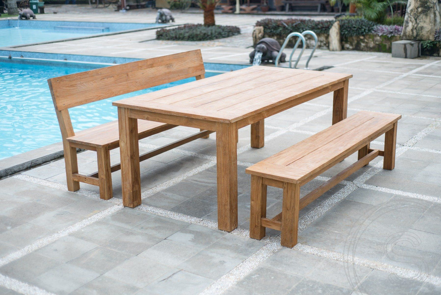 Teakholz Bank 160cm Sandaran