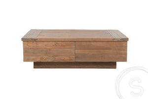 Teak blok salontafel 110x70 oud hout - Souren Meubels