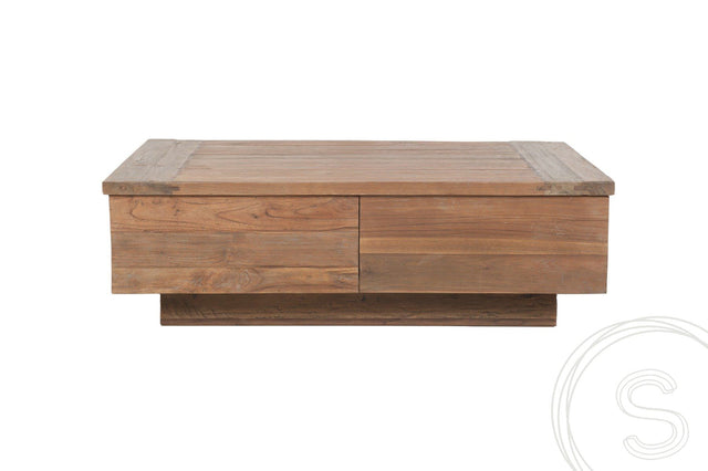 Teak blok salontafel 110x70 oud hout - Souren Meubels