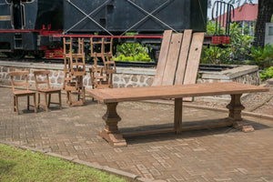 Teak kloostertafel 320x110 - Souren Meubels