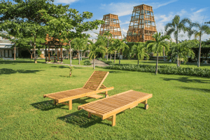 Teak Liege mit Rollen 2 x
